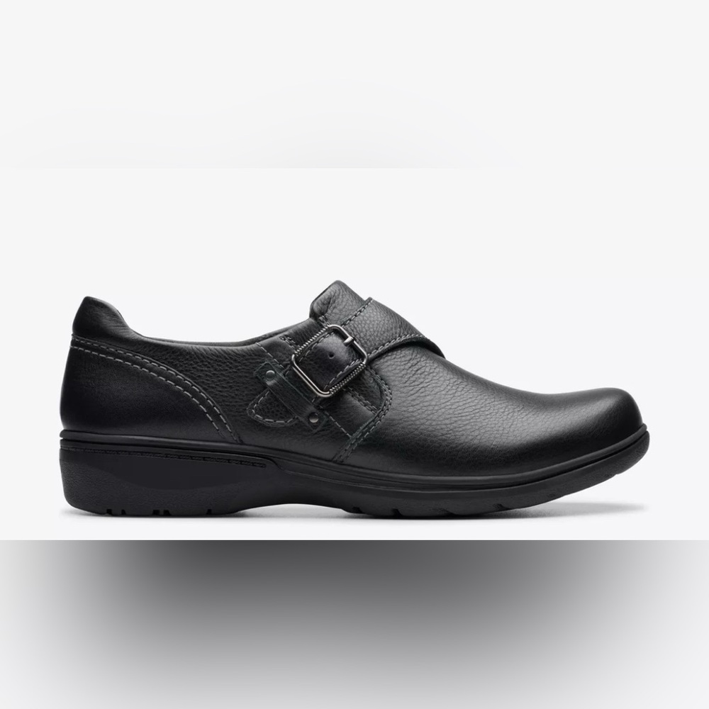 Clarks Carleigh Jazz Women's Size 8 Slip On Black Leather Causal Comfort Shoe